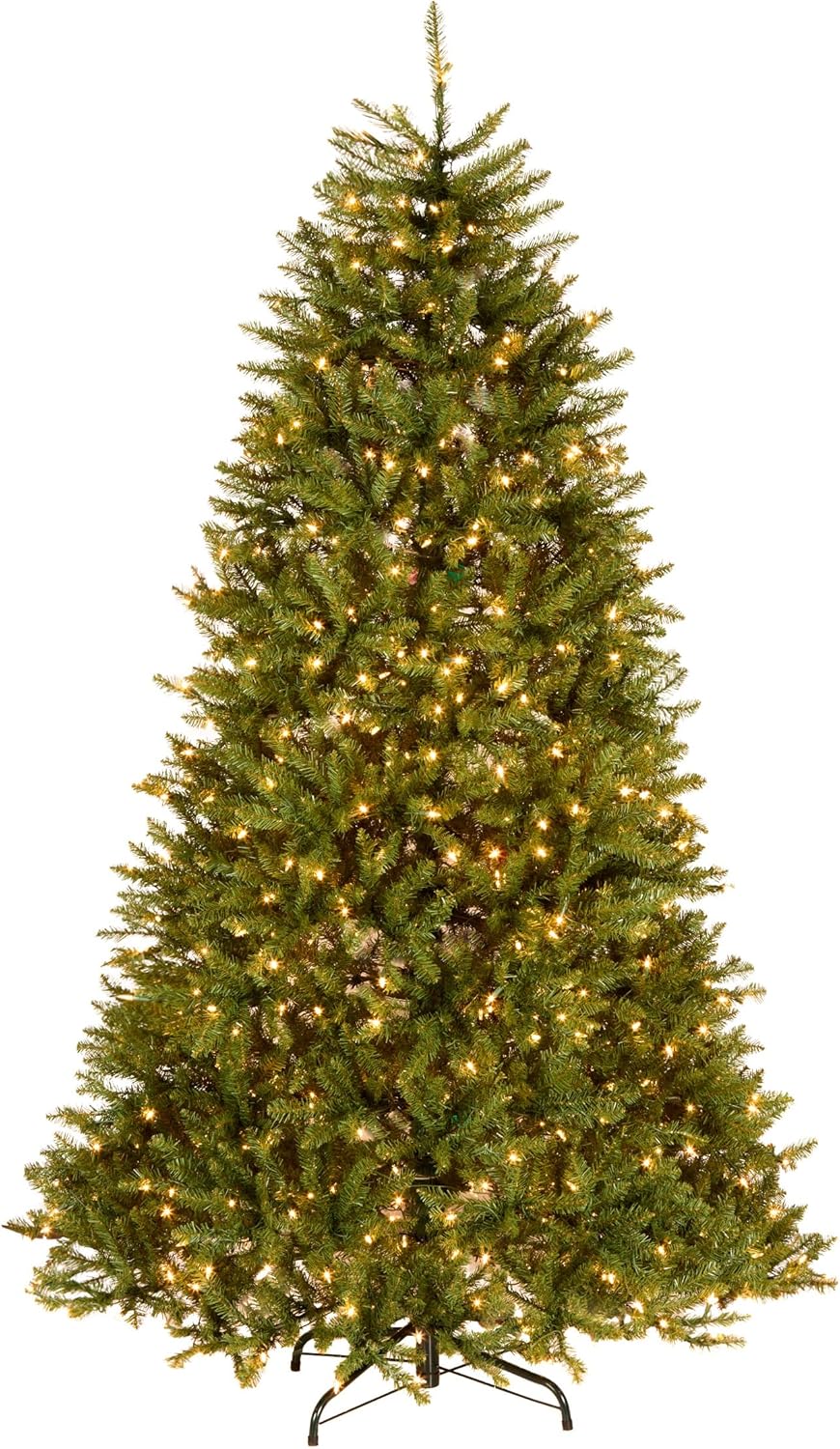 6 ft Pre-Lit Dunhill Fir Artificial Christmas Tree, 600 Warm White LED Lights, 1,430 Tips, Includes Stand, Green | 600 Clear Lights, 1,430 Tips, Includes Stand, Green