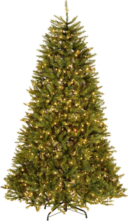 6 ft Pre-Lit Dunhill Fir Artificial Christmas Tree, 600 Warm White LED Lights, 1,430 Tips, Includes Stand, Green | 600 Clear Lights, 1,430 Tips, Includes Stand, Green