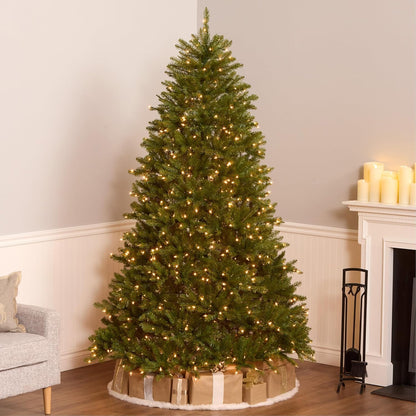 6 ft Pre-Lit Dunhill Fir Artificial Christmas Tree, 600 Warm White LED Lights, 1,430 Tips, Includes Stand, Green | 600 Clear Lights, 1,430 Tips, Includes Stand, Green