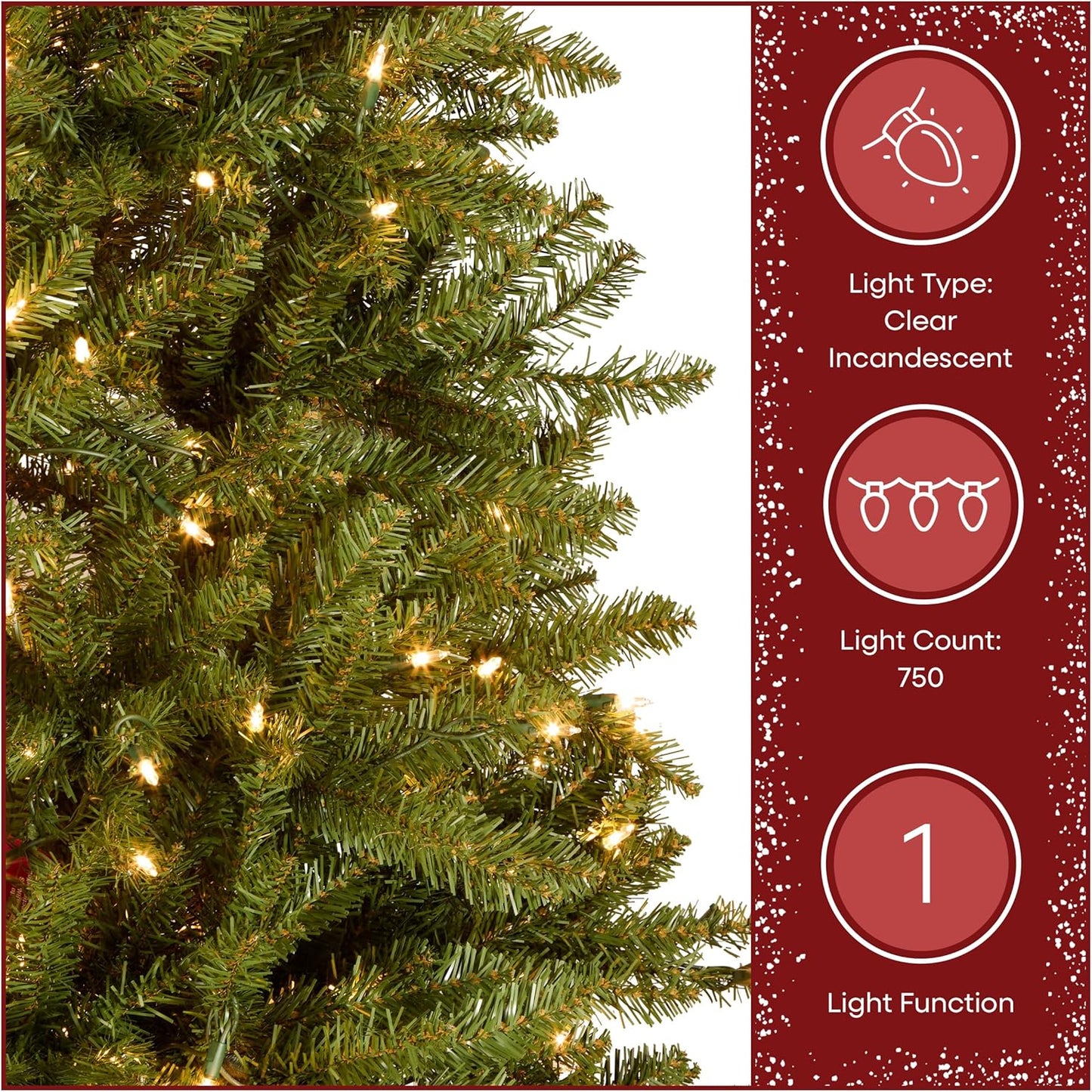 6 ft Pre-Lit Dunhill Fir Artificial Christmas Tree, 600 Warm White LED Lights, 1,430 Tips, Includes Stand, Green | 600 Clear Lights, 1,430 Tips, Includes Stand, Green