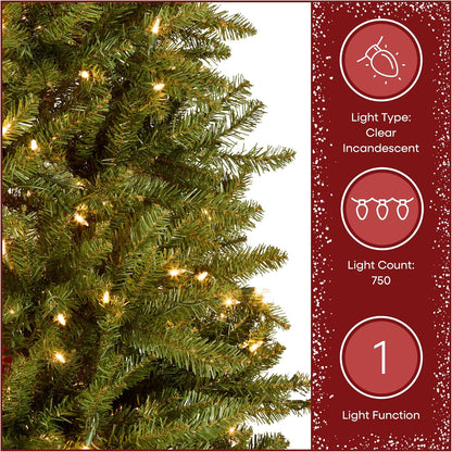 6 ft Pre-Lit Dunhill Fir Artificial Christmas Tree, 600 Warm White LED Lights, 1,430 Tips, Includes Stand, Green | 600 Clear Lights, 1,430 Tips, Includes Stand, Green