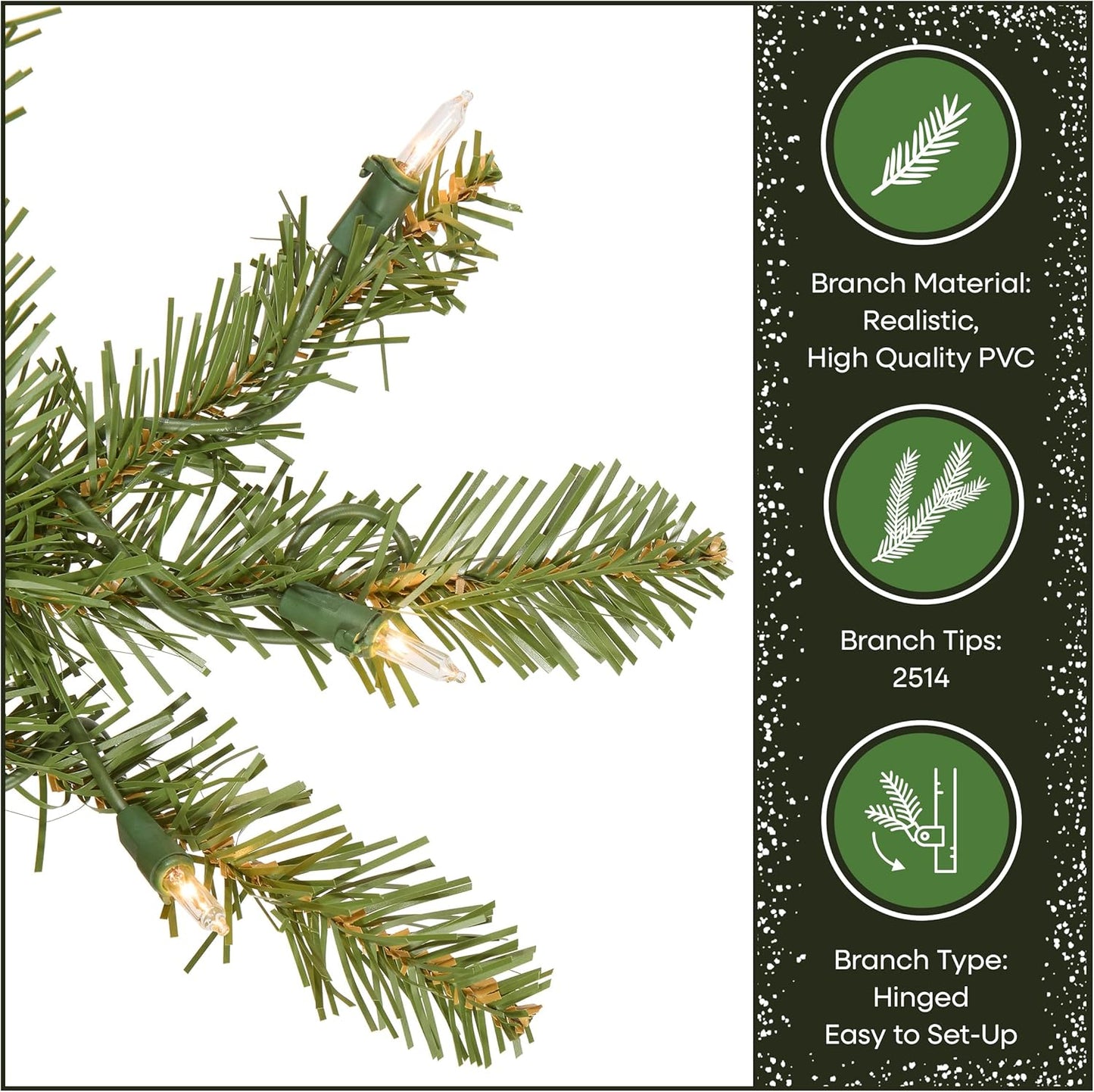 6 ft Pre-Lit Dunhill Fir Artificial Christmas Tree, 600 Warm White LED Lights, 1,430 Tips, Includes Stand, Green | 600 Clear Lights, 1,430 Tips, Includes Stand, Green