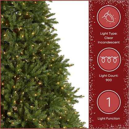 6 ft Pre-Lit Dunhill Fir Artificial Christmas Tree, 600 Warm White LED Lights, 1,430 Tips, Includes Stand, Green | 600 Clear Lights, 1,430 Tips, Includes Stand, Green