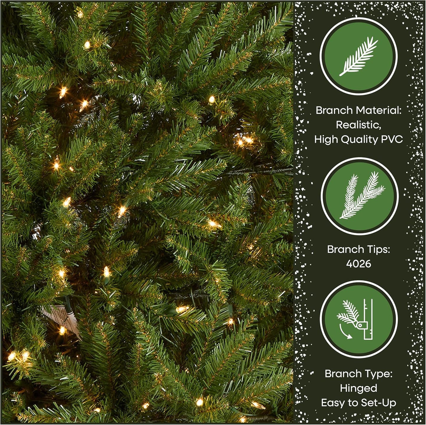 6 ft Pre-Lit Dunhill Fir Artificial Christmas Tree, 600 Warm White LED Lights, 1,430 Tips, Includes Stand, Green | 600 Clear Lights, 1,430 Tips, Includes Stand, Green