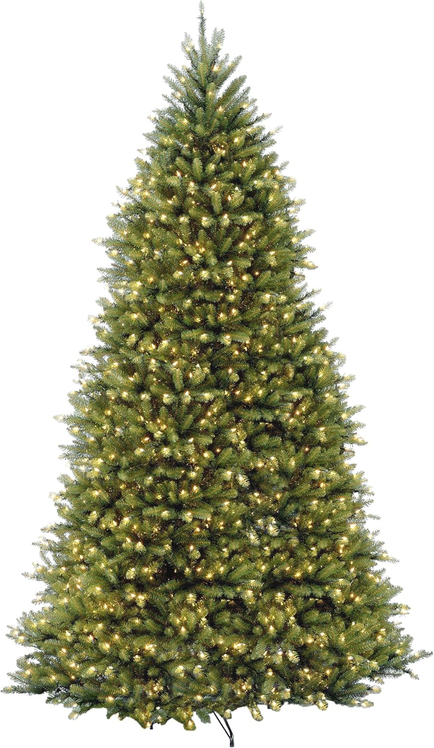 6 ft Pre-Lit Dunhill Fir Artificial Christmas Tree, 600 Warm White LED Lights, 1,430 Tips, Includes Stand, Green | 600 Clear Lights, 1,430 Tips, Includes Stand, Green