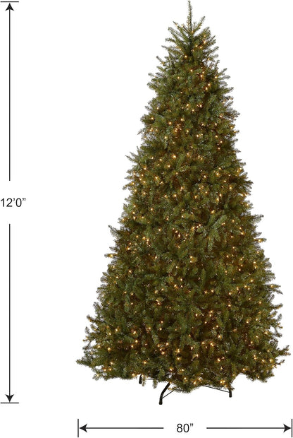 6 ft Pre-Lit Dunhill Fir Artificial Christmas Tree, 600 Warm White LED Lights, 1,430 Tips, Includes Stand, Green | 600 Clear Lights, 1,430 Tips, Includes Stand, Green