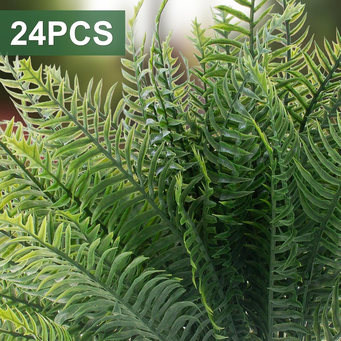 12 Pcs Fake Ferns for Outdoors UV Resistant Faux Fern Plants, Artificial Greenery Fern Stmes for Outside, Garden Porch & Patio Greenery Decor(12, Green)