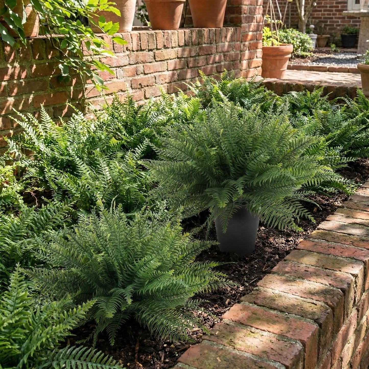 12 Pcs Fake Ferns for Outdoors UV Resistant Faux Fern Plants, Artificial Greenery Fern Stmes for Outside, Garden Porch & Patio Greenery Decor(12, Green)