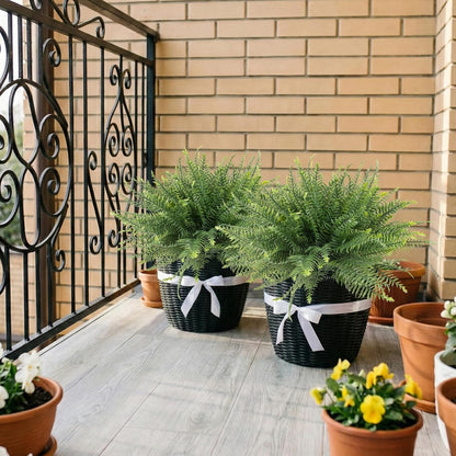 12 Pcs Fake Ferns for Outdoors UV Resistant Faux Fern Plants, Artificial Greenery Fern Stmes for Outside, Garden Porch & Patio Greenery Decor(12, Green)