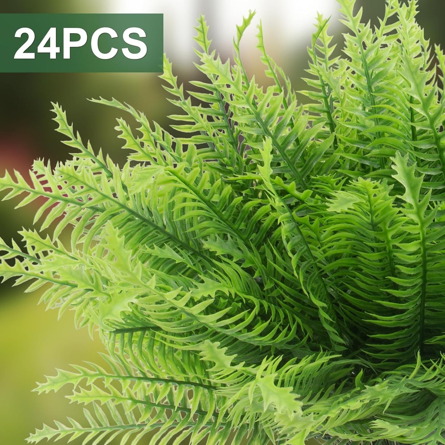 12 Pcs Fake Ferns for Outdoors UV Resistant Faux Fern Plants, Artificial Greenery Fern Stmes for Outside, Garden Porch & Patio Greenery Decor(12, Green)