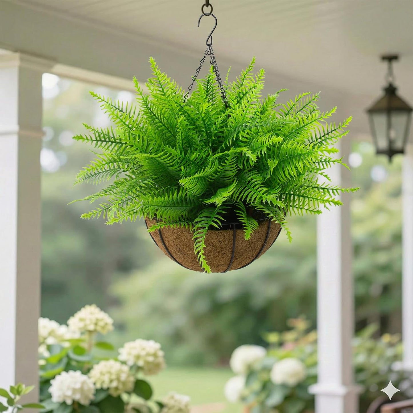 12 Pcs Fake Ferns for Outdoors UV Resistant Faux Fern Plants, Artificial Greenery Fern Stmes for Outside, Garden Porch & Patio Greenery Decor(12, Green)