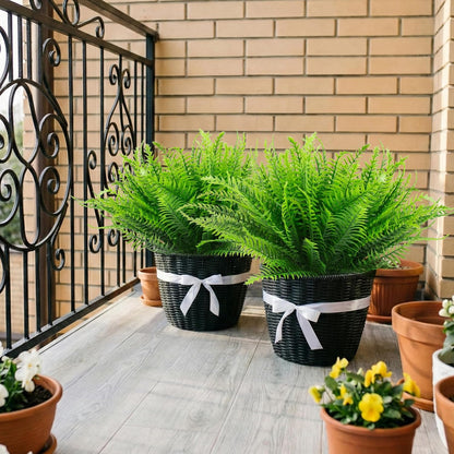 12 Pcs Fake Ferns for Outdoors UV Resistant Faux Fern Plants, Artificial Greenery Fern Stmes for Outside, Garden Porch & Patio Greenery Decor(12, Green)