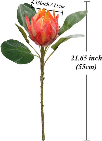 3 Pcs Artificial Protea Flowers, Real Touch Faux Pink King Protea Arrangements for Home, Wedding, Party, Office Table Centerpiece Decor