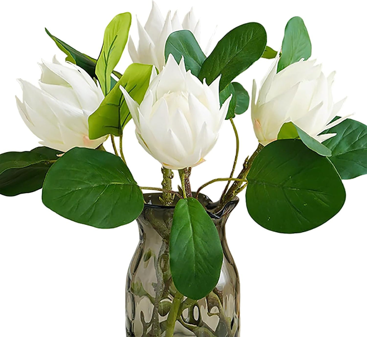 3 Pcs Artificial Protea Flowers, Real Touch Faux Pink King Protea Arrangements for Home, Wedding, Party, Office Table Centerpiece Decor