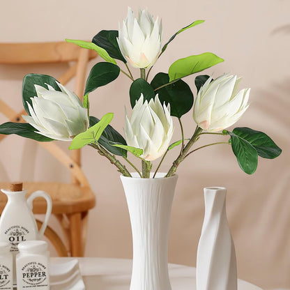 3 Pcs Artificial Protea Flowers, Real Touch Faux Pink King Protea Arrangements for Home, Wedding, Party, Office Table Centerpiece Decor