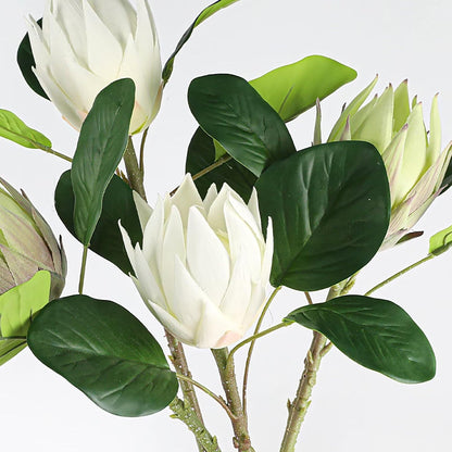 3 Pcs Artificial Protea Flowers, Real Touch Faux Pink King Protea Arrangements for Home, Wedding, Party, Office Table Centerpiece Decor