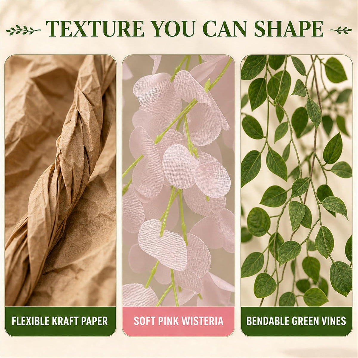 3D Classroom Tree Wisteria Tree Ceiling Decor with Light, Back to School Classroom Bulletin Board Decor, 24 PCS Kraft Paper Fake Vine for Hanging Bedroom Indoor Aesthetic Decoration (White, Purple)