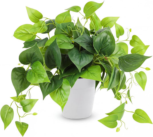 Artificial Plants Fake Pothos with Plastic Pot Artificial Potted Plant for Home Office Bedroom Indoor Outdoor Decor 1 Pack