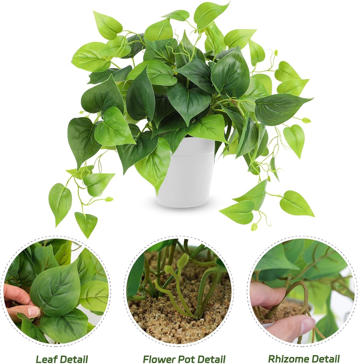 Artificial Plants Fake Pothos with Plastic Pot Artificial Potted Plant for Home Office Bedroom Indoor Outdoor Decor 1 Pack