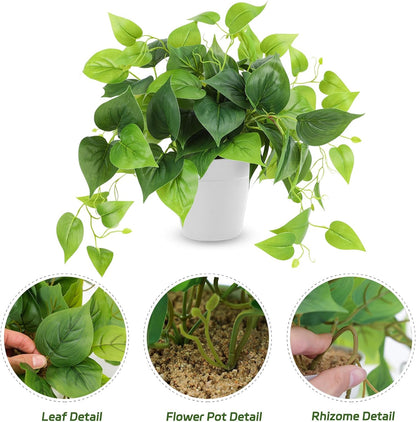 Artificial Plants Fake Pothos with Plastic Pot Artificial Potted Plant for Home Office Bedroom Indoor Outdoor Decor 1 Pack