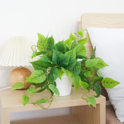 Artificial Plants Fake Pothos with Plastic Pot Artificial Potted Plant for Home Office Bedroom Indoor Outdoor Decor 1 Pack