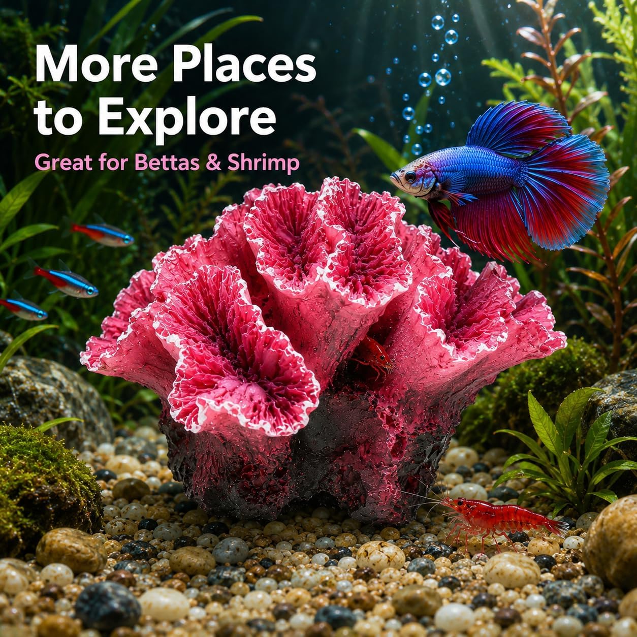 Aquarium Coral Reef Decor Artificial Coral Ornaments Fish Tank Decoration for Fresh and Saltwater Tanks 2.75X2.36X1.96 Inches Safe Polyester Resin