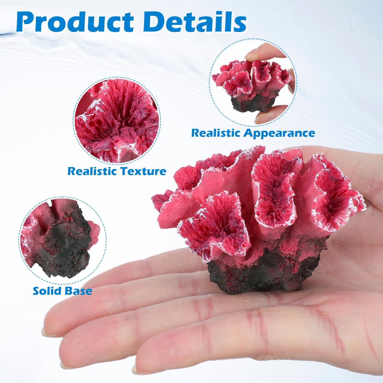 Aquarium Coral Reef Decor Artificial Coral Ornaments Fish Tank Decoration for Fresh and Saltwater Tanks 2.75X2.36X1.96 Inches Safe Polyester Resin