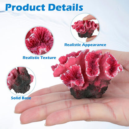 Aquarium Coral Reef Decor Artificial Coral Ornaments Fish Tank Decoration for Fresh and Saltwater Tanks 2.75X2.36X1.96 Inches Safe Polyester Resin
