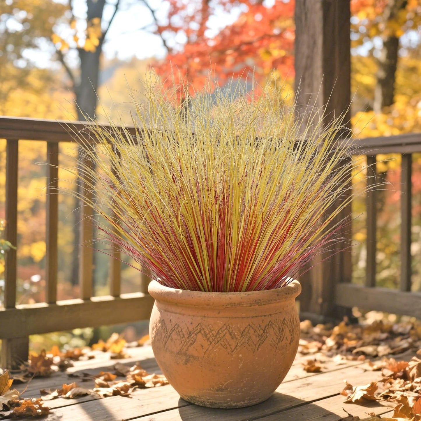 32 Bundles Artificial Plants Onion Grass Outdoor 20 Inch Tall Fake Shrubs Wheat Grass UV Resistant Greenery Stems Faux Bushes Plant for Indoor Outdoor Garden Office Home Decor, Green