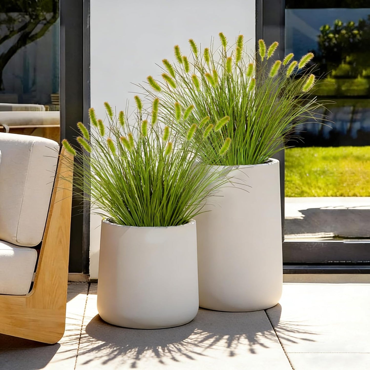 32 Bundles Artificial Plants Onion Grass Outdoor 20 Inch Tall Fake Shrubs Wheat Grass UV Resistant Greenery Stems Faux Bushes Plant for Indoor Outdoor Garden Office Home Decor, Green