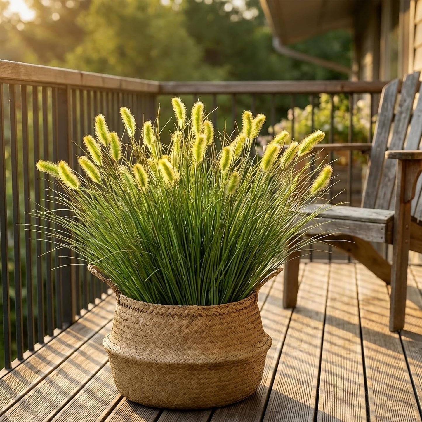 32 Bundles Artificial Plants Onion Grass Outdoor 20 Inch Tall Fake Shrubs Wheat Grass UV Resistant Greenery Stems Faux Bushes Plant for Indoor Outdoor Garden Office Home Decor, Green