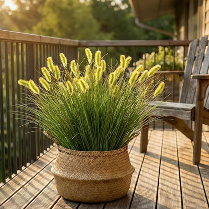 32 Bundles Artificial Plants Onion Grass Outdoor 20 Inch Tall Fake Shrubs Wheat Grass UV Resistant Greenery Stems Faux Bushes Plant for Indoor Outdoor Garden Office Home Decor, Green