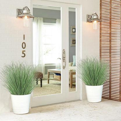 32 Bundles Artificial Plants Onion Grass Outdoor 20 Inch Tall Fake Shrubs Wheat Grass UV Resistant Greenery Stems Faux Bushes Plant for Indoor Outdoor Garden Office Home Decor, Green