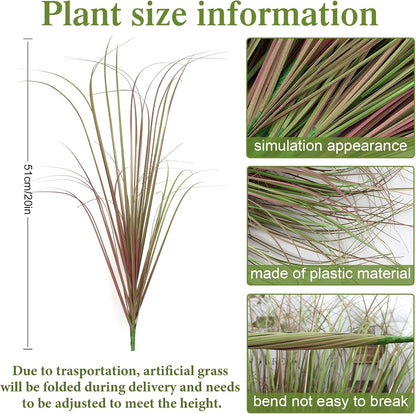 32 Bundles Artificial Plants Onion Grass Outdoor 20 Inch Tall Fake Shrubs Wheat Grass UV Resistant Greenery Stems Faux Bushes Plant for Indoor Outdoor Garden Office Home Decor, Green