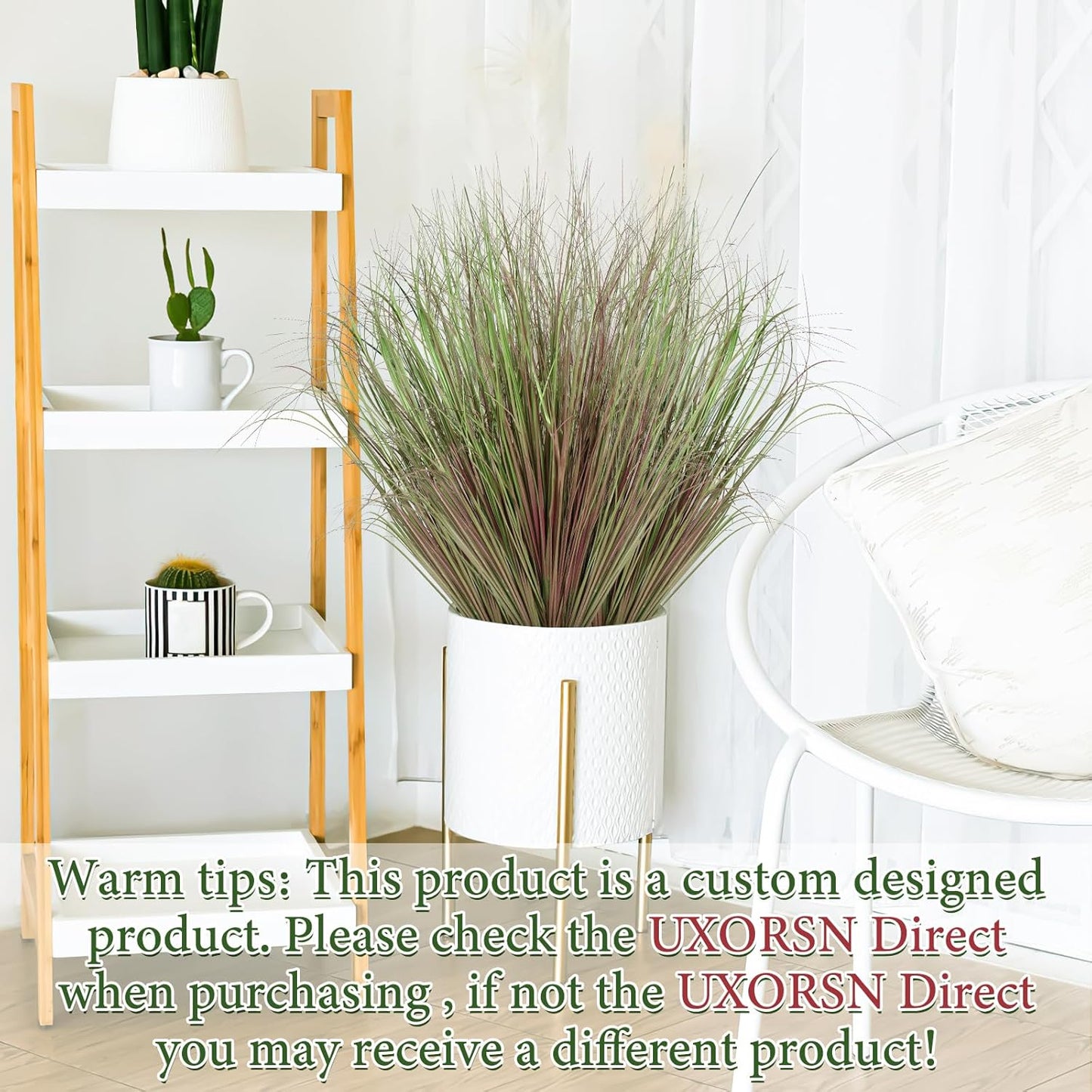 32 Bundles Artificial Plants Onion Grass Outdoor 20 Inch Tall Fake Shrubs Wheat Grass UV Resistant Greenery Stems Faux Bushes Plant for Indoor Outdoor Garden Office Home Decor, Green