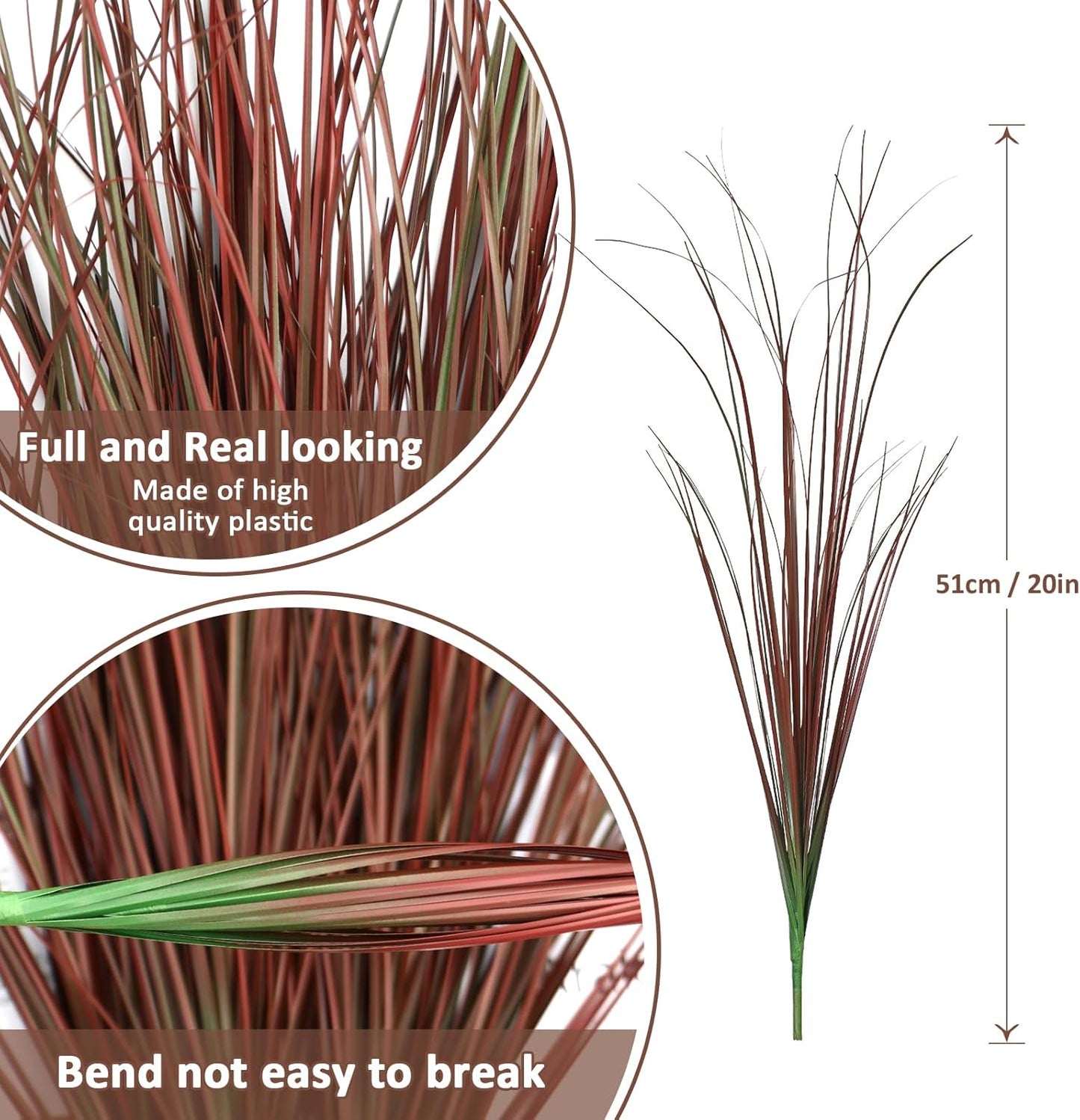 32 Bundles Artificial Plants Onion Grass Outdoor 20 Inch Tall Fake Shrubs Wheat Grass UV Resistant Greenery Stems Faux Bushes Plant for Indoor Outdoor Garden Office Home Decor, Green