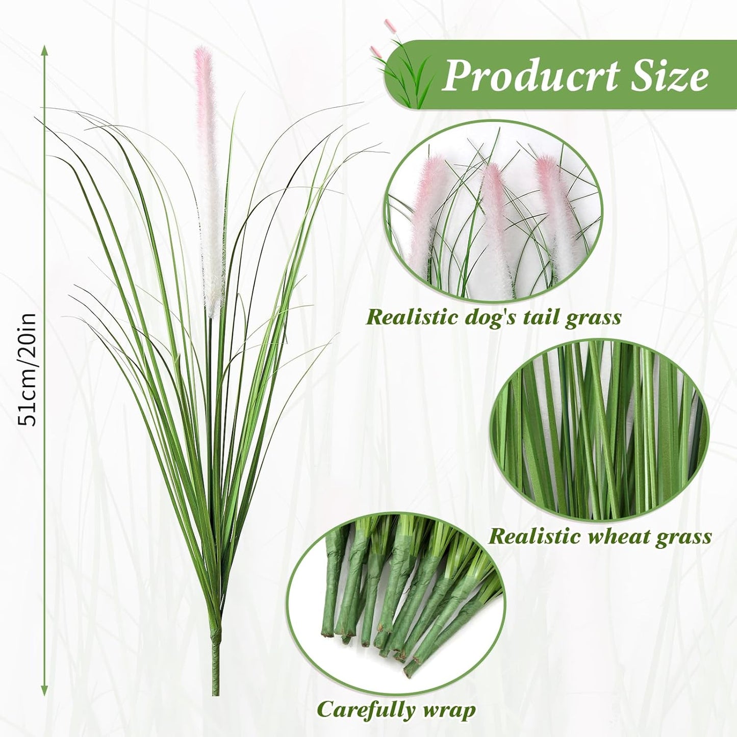 32 Bundles Artificial Plants Onion Grass Outdoor 20 Inch Tall Fake Shrubs Wheat Grass UV Resistant Greenery Stems Faux Bushes Plant for Indoor Outdoor Garden Office Home Decor, Green