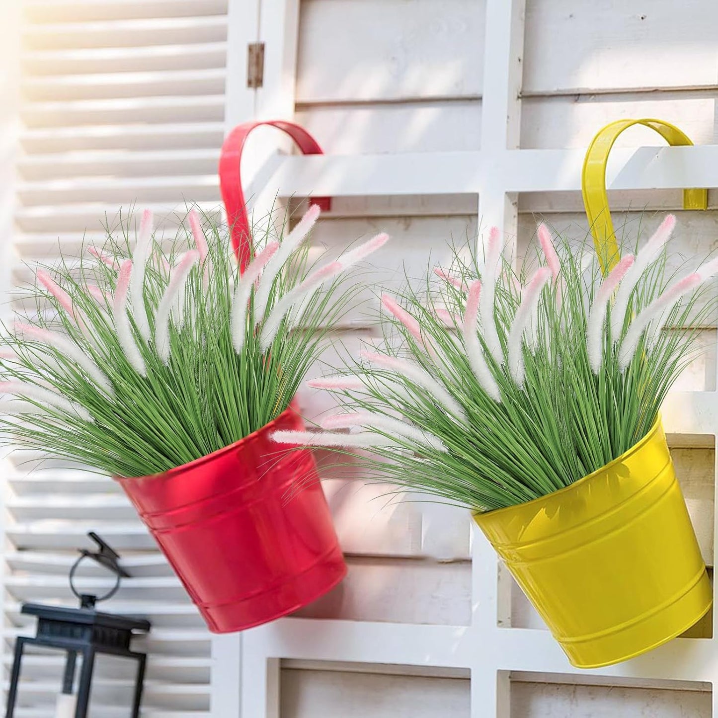32 Bundles Artificial Plants Onion Grass Outdoor 20 Inch Tall Fake Shrubs Wheat Grass UV Resistant Greenery Stems Faux Bushes Plant for Indoor Outdoor Garden Office Home Decor, Green