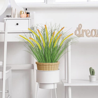 32 Bundles Artificial Plants Onion Grass Outdoor 20 Inch Tall Fake Shrubs Wheat Grass UV Resistant Greenery Stems Faux Bushes Plant for Indoor Outdoor Garden Office Home Decor, Green