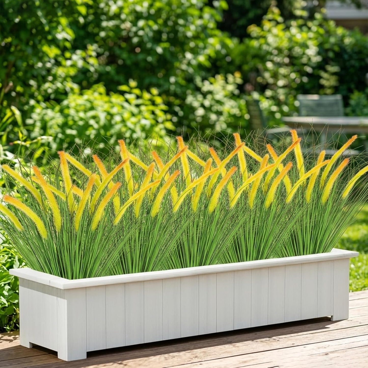 32 Bundles Artificial Plants Onion Grass Outdoor 20 Inch Tall Fake Shrubs Wheat Grass UV Resistant Greenery Stems Faux Bushes Plant for Indoor Outdoor Garden Office Home Decor, Green