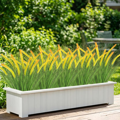 32 Bundles Artificial Plants Onion Grass Outdoor 20 Inch Tall Fake Shrubs Wheat Grass UV Resistant Greenery Stems Faux Bushes Plant for Indoor Outdoor Garden Office Home Decor, Green