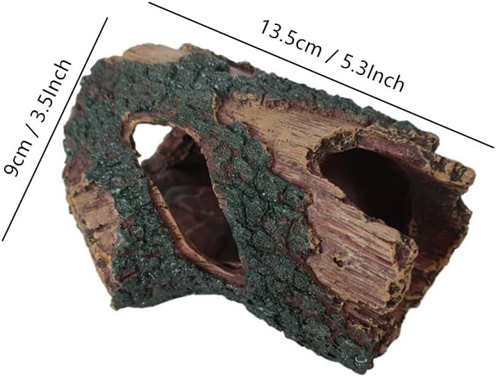 Aquarium Decaying Trunk Ornament, Resin Fake Logs Fish Tank Decor with Holes, 5.3 inch Driftwood Wood Decorations Ornament, Hollow Betta Hideout Reptile Hideaway Caves, Turtle Tree Trunk Hide Cave