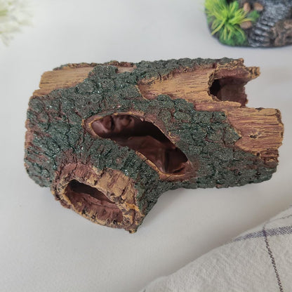 Aquarium Decaying Trunk Ornament, Resin Fake Logs Fish Tank Decor with Holes, 5.3 inch Driftwood Wood Decorations Ornament, Hollow Betta Hideout Reptile Hideaway Caves, Turtle Tree Trunk Hide Cave