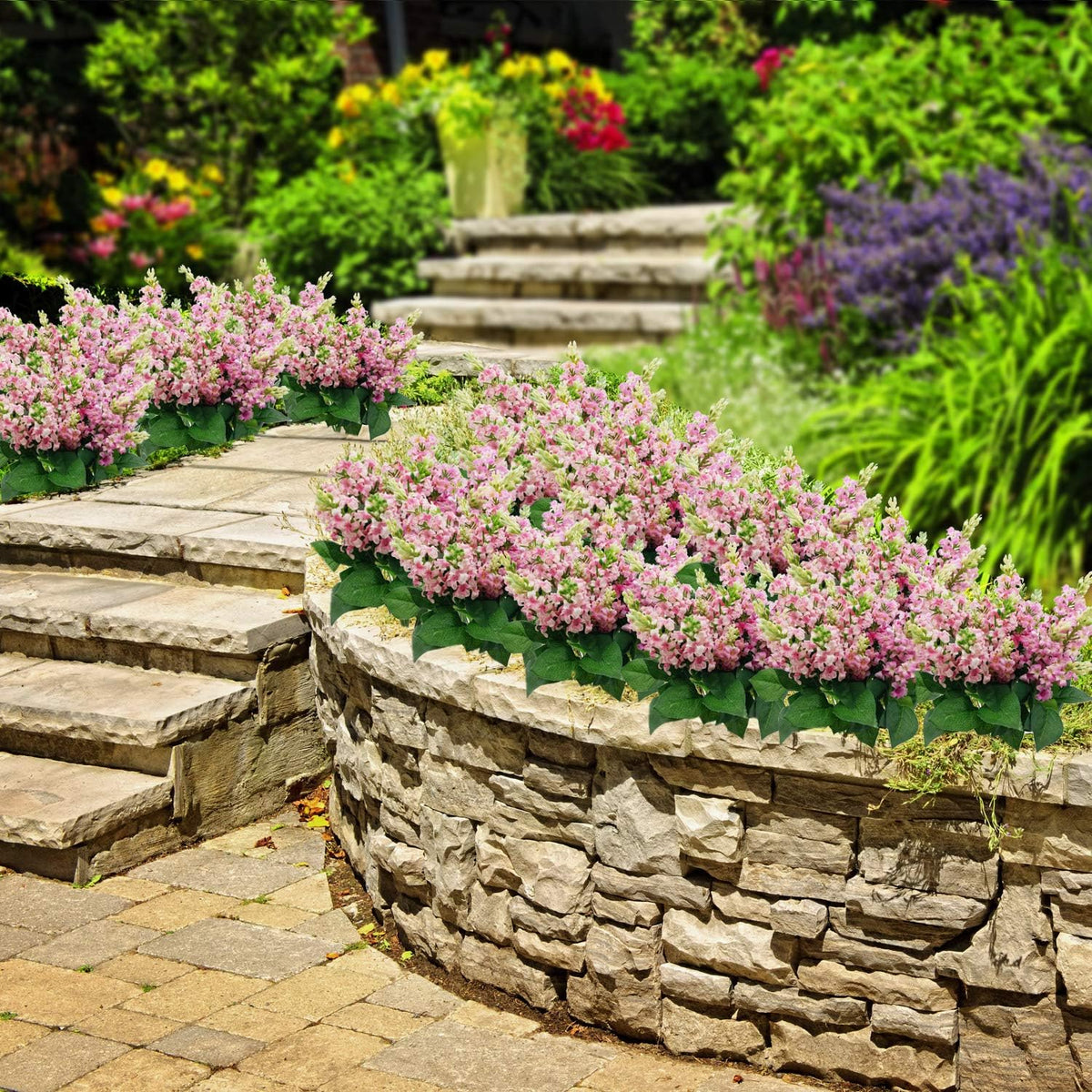 Artificial Fake Flowers Silk Plastic Plant Arrangement for Home Indoor Outdoor Garden Wedding Table Vase Decorations Faux Snapdragon Flower,3 Bouquets (Lilac)