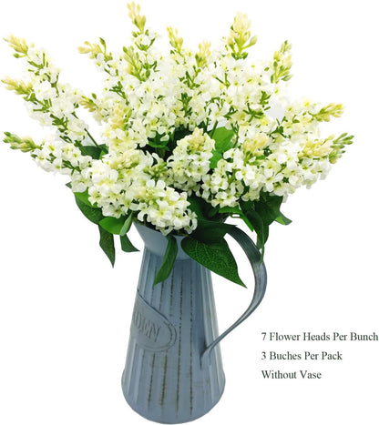 Artificial Fake Flowers Silk Plastic Plant Arrangement for Home Indoor Outdoor Garden Wedding Table Vase Decorations Faux Snapdragon Flower,3 Bouquets (Lilac)