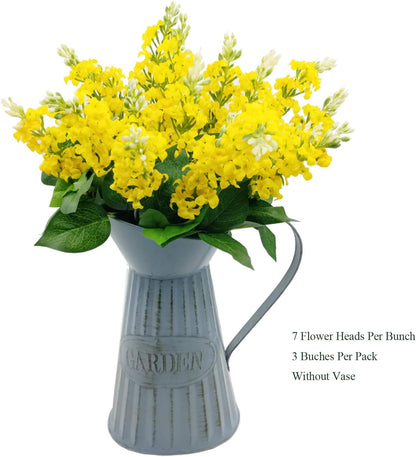 Artificial Fake Flowers Silk Plastic Plant Arrangement for Home Indoor Outdoor Garden Wedding Table Vase Decorations Faux Snapdragon Flower,3 Bouquets (Lilac)