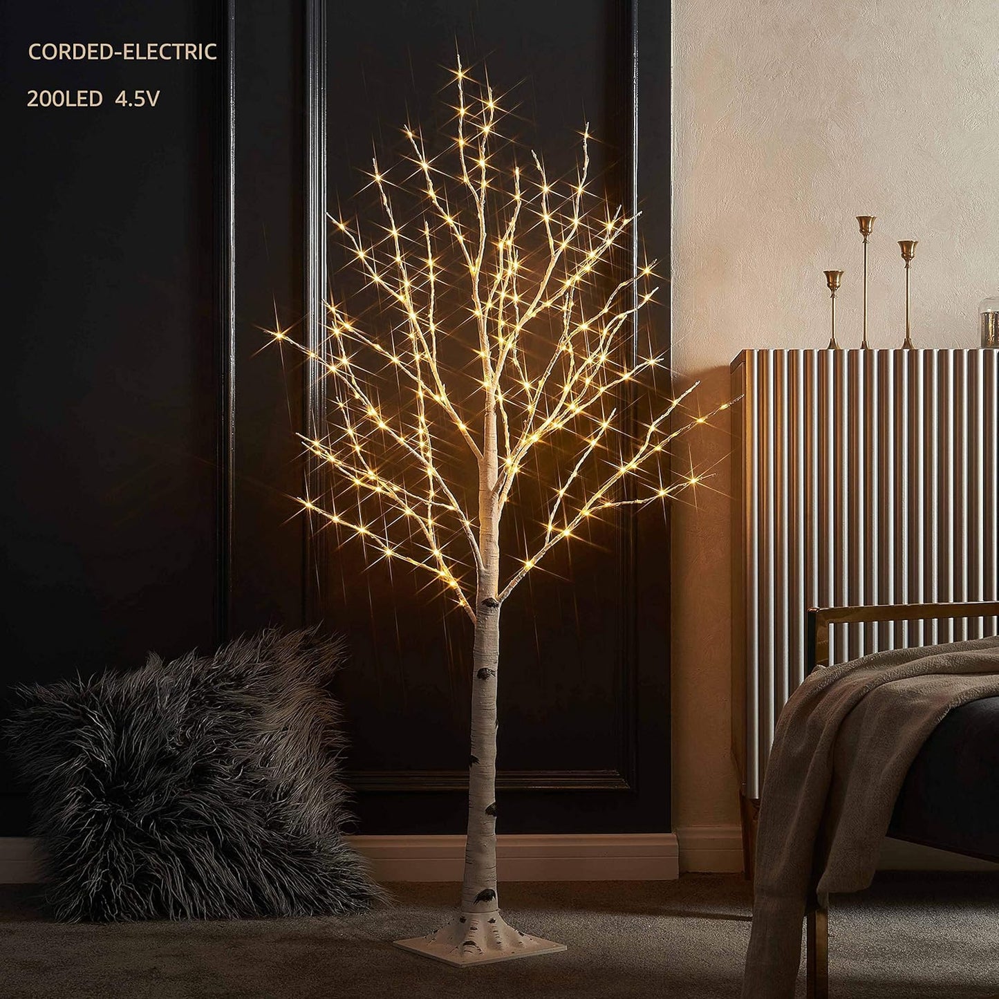 Lighted Birch Twig Tree with Fairy Lights 4FT 200 LED Lights for Indoor Outdoor Home Christmas Holiday Decoration