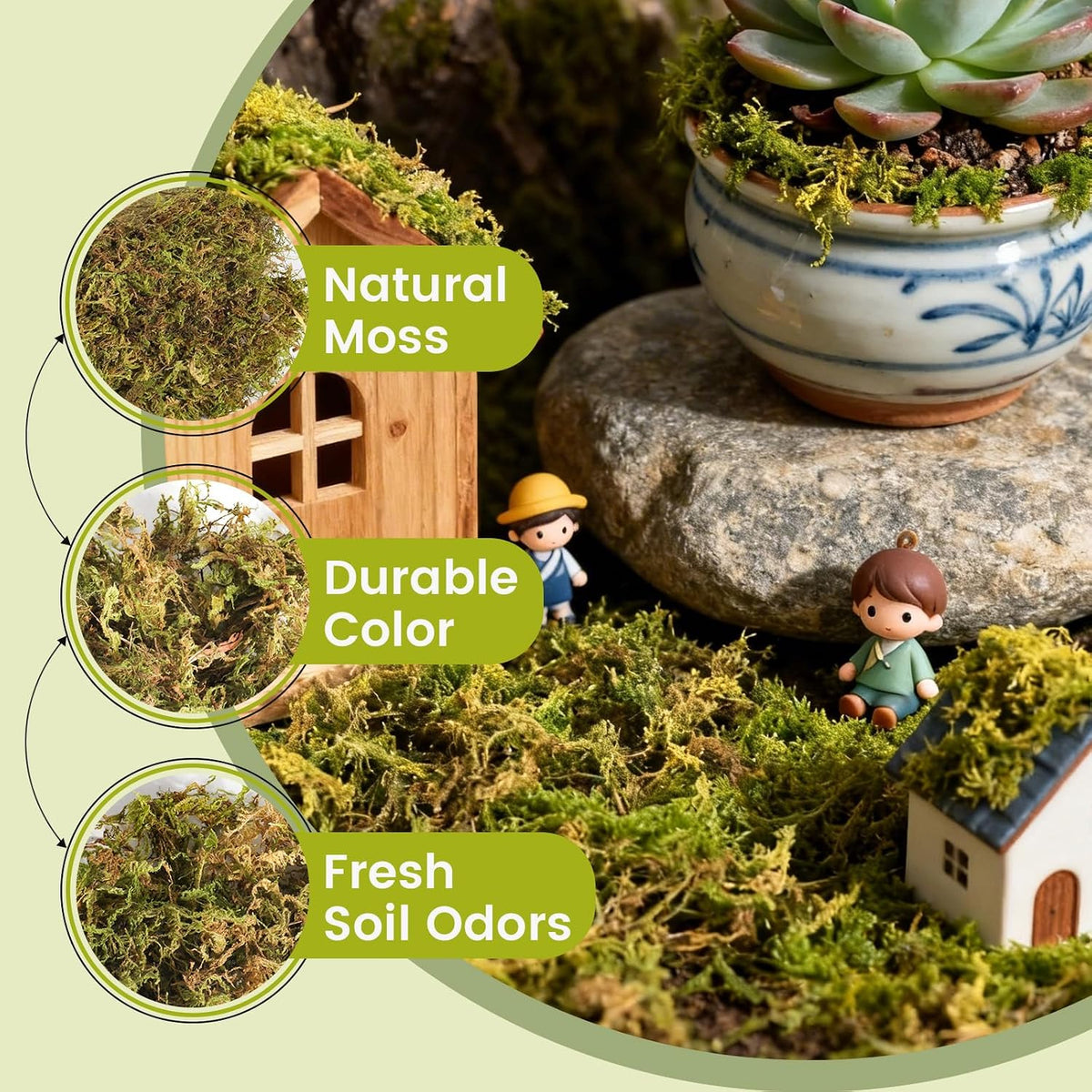 16 OZ Artificial Moss for Indoor Plants, Large Capacity Natural Fake Moss