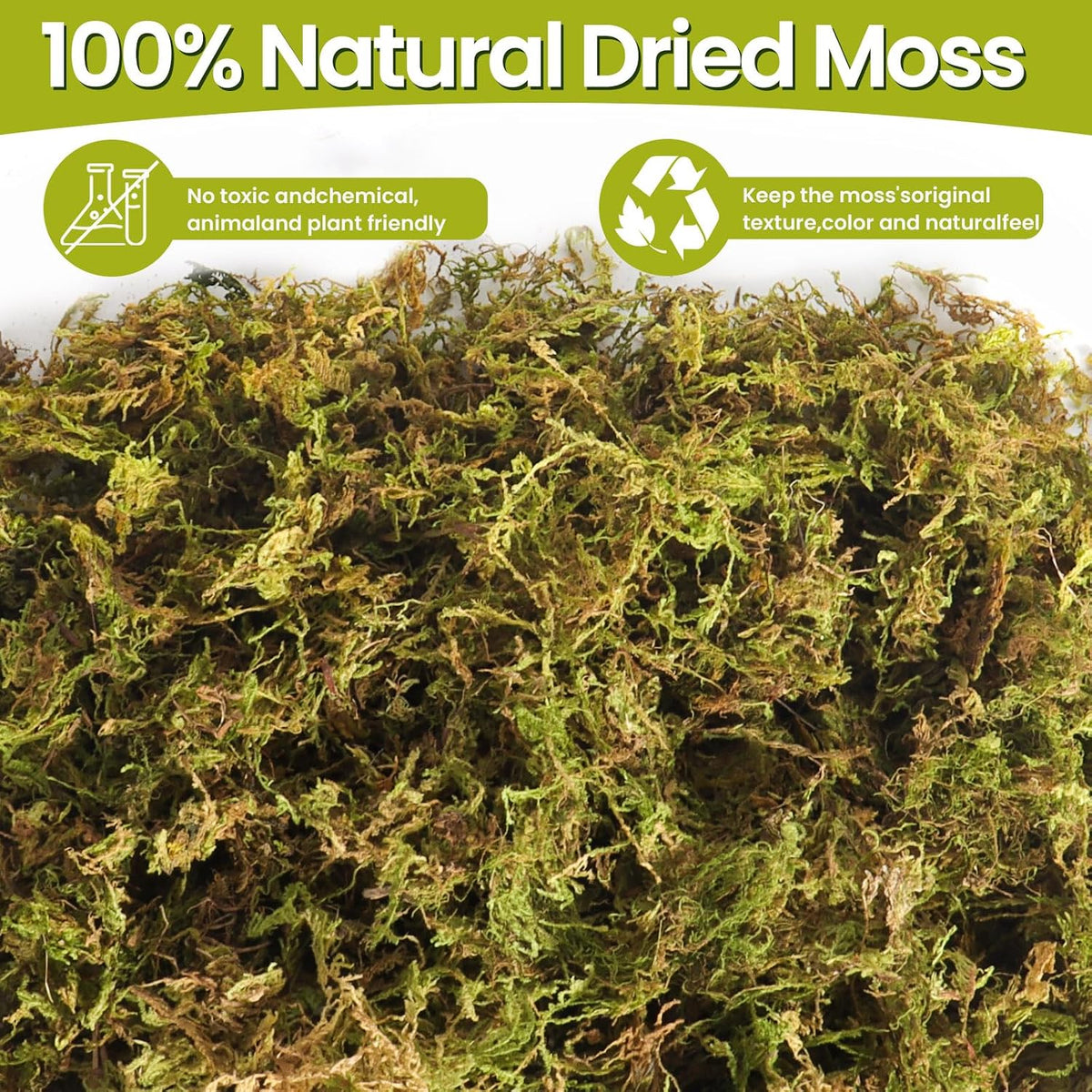 16 OZ Artificial Moss for Indoor Plants, Large Capacity Natural Fake Moss