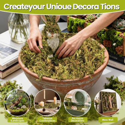 16 OZ Artificial Moss for Indoor Plants, Large Capacity Natural Fake Moss